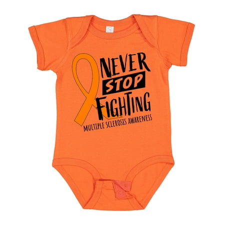 

Inktastic Never Stop Fighting Multiple Sclerosis Awareness Gift Baby Boy or Baby Girl Bodysuit