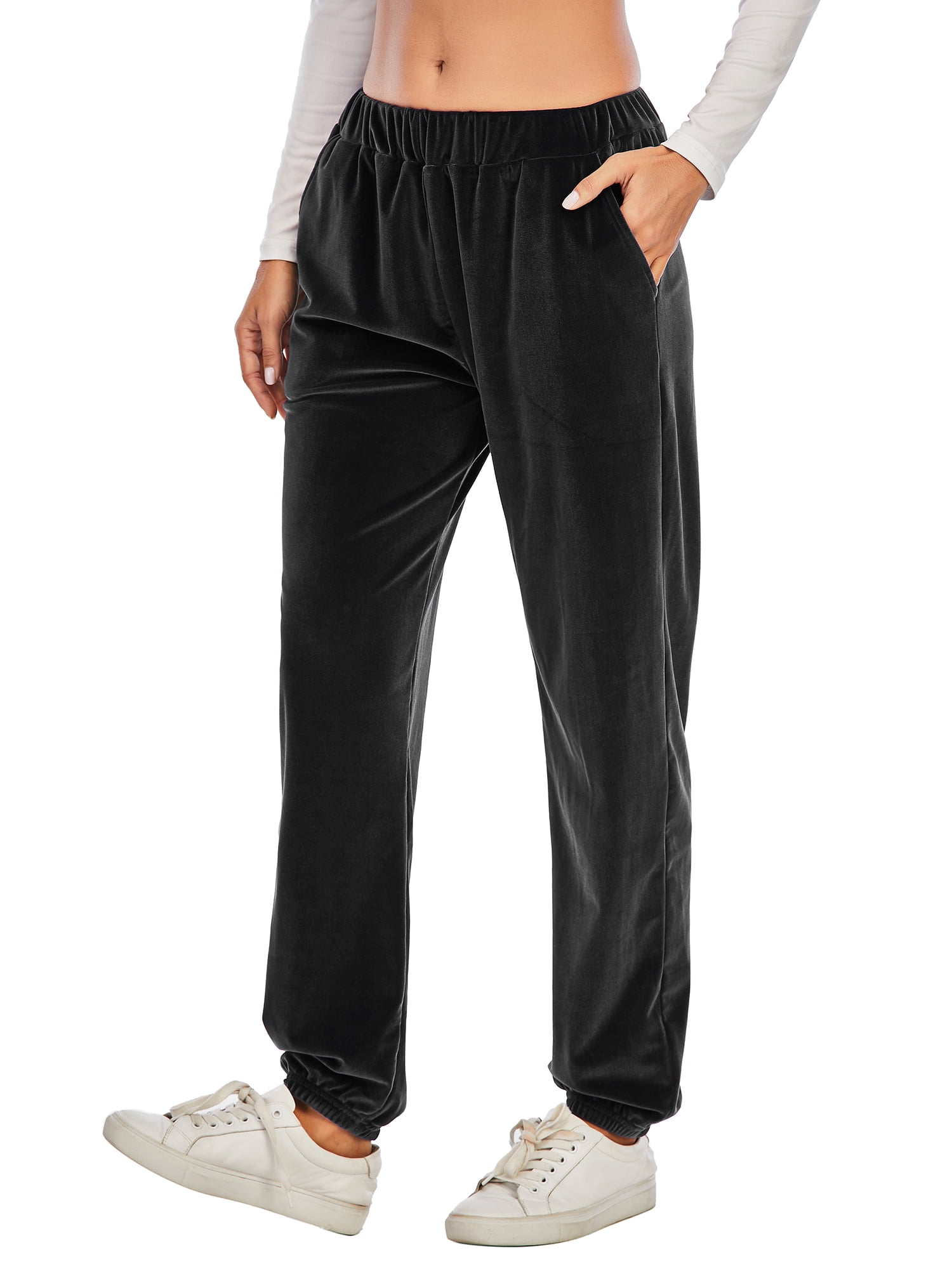 FOCUSSEXY Velour Velvet Sweatpants Women Long Velvet Pants Velour