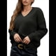 thumbnail image 3 of Suéter de Larga con Cuello en V para Mujer, Suéter Holgado de Punto Grueso de Gran Tamaño. Negro XL, 3 of 8