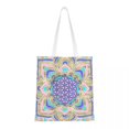 thumbnail image 2 of Bolsa de lona reutilizable de gran capacidad con diseño de flor de la vida en tonos pastel de loto y dorado para mujer, bolsas de viaje con diseño de mandala, 2 of 4