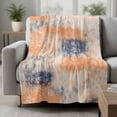 thumbnail image 2 of Orange Blue Blanket Soft Cozy Warm Twin Blanket for Bed, Plush Fuzzy Flannel Fleece Blankets for Sofa, Minimalist Smear Abstract Art Painting Throw Blankets for Couch, Gifts for Men, 60"x80", 2 of 9