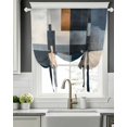 thumbnail image 5 of Abstract Oil Painting Tie Up Curtains for Window, Thermal Insulated Balloon Shade Adjustable Rod Pocket Curtains Valance Panels for Kitchen Bathroom Cafe 52 x 45 Farmhouse Black Blue Geometric, 5 of 6