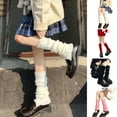 thumbnail image 1 of 1 Pair Leg Warmers Mid Calf Thickened Knitted Lolita Ribbed Keep Warm Solid Color Autumn Winter Women Boot Stoc, 1 of 8