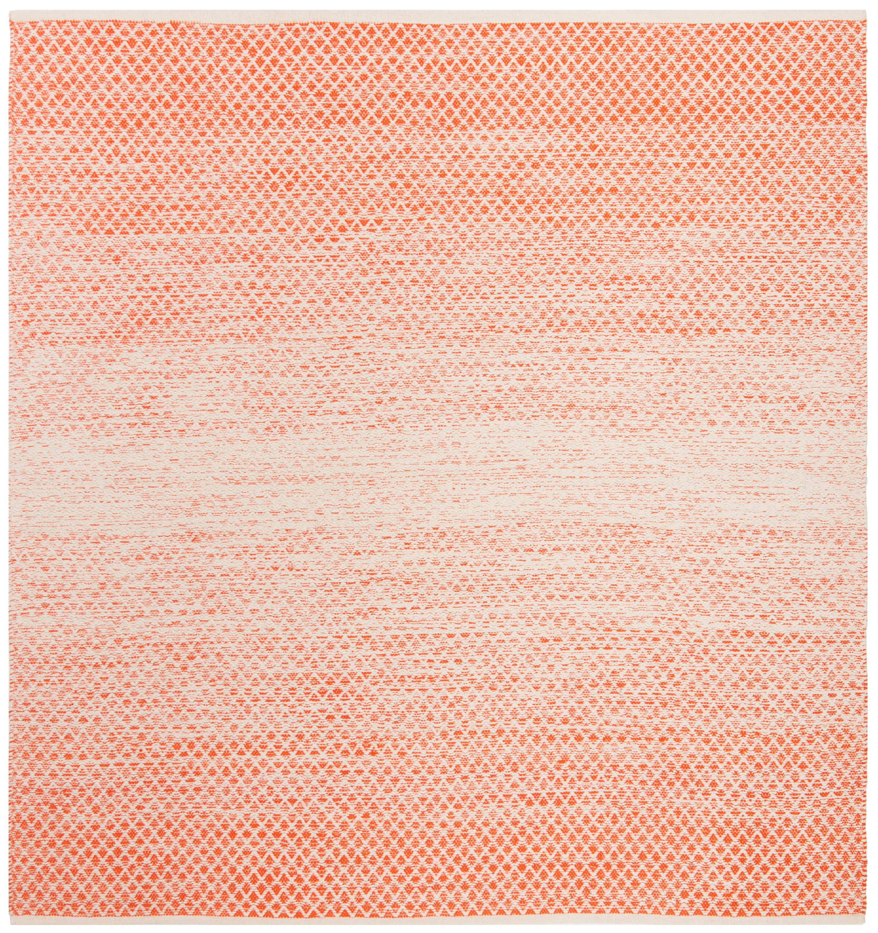 SAFAVIEH Montauk Vaughn Geometric Cotton Area Rug, Orange/Ivory, 6' x 6' Square