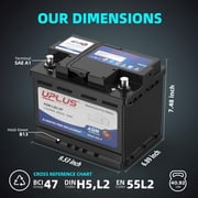 UPLUS Group Size 47 AGM Car Battery,H5 L2 12V 60Ah 660CCA 100RC Maintenance Free Start and Stop Automotive Replacement Battery,9.53 x 6.89 x 7.48 in