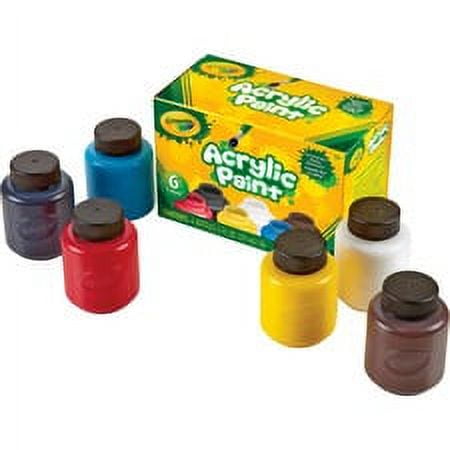 Crayola 6-color Acrylic Paint Set - 2 oz - 6 / Set - Deep Red, Brilliant Yellow, Burnt Umber, Ivory Black, Titanium White, Brilliant Blue Crayola 6-color Acrylic Paint Set - 2 oz - 6 / Set - Deep Red, Brilliant Yellow, Burnt Umber, Ivory Black, Titanium White, Brilliant Blue