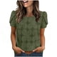 thumbnail image 2 of Craaazy Women's Relaxed Fit Crew Neck Blouse, Solid Color Short Sleeve Lace Eyelet Top, Loose Comfy Floral Lace Casual Tee for Summer Gifts, 2 of 6