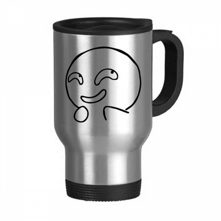 

Evil Laugh Black Expression Face Cartoon Travel Mug Flip Lid Stainless Steel Cup Car Tumbler Thermos