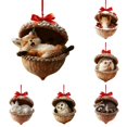 thumbnail image 2 of 6PCS Woodland Christmas Ornaments, 3D Acorn Animal Hanging Decorations, Rustic Nature Inspired Tree Decor for Wreath Garland Mantel Home Holiday, 2 of 7