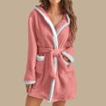thumbnail image 1 of RXIRUCGD Mode Robe de Nuit Décontractée Unie à Manches Longues pour Femmes avec Poches en Velours Synthétique (Rose, Taille : TG), 1 of 8
