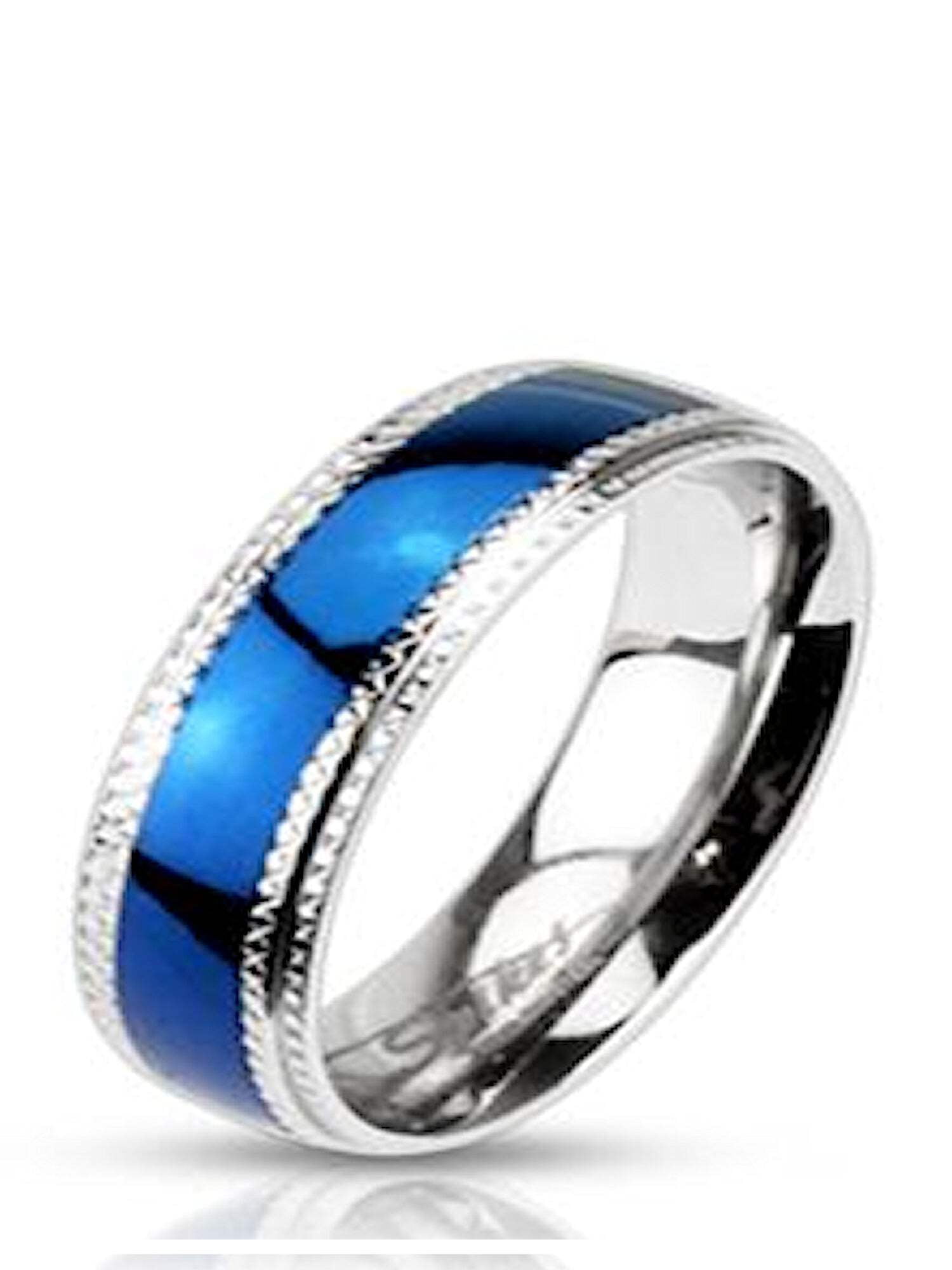 EEJ His Hers Blue & Clear Cz Wedding Ring Set Sterling Silver and Stai His Hers Blue \u0026 Clear Cz Wedding Ring Set Sterling Silver and