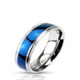 thumbnail image 5 of His Hers Blue  Clear Cz Wedding Ring Set Sterling Silver and Stainless Steel, 5 of 5