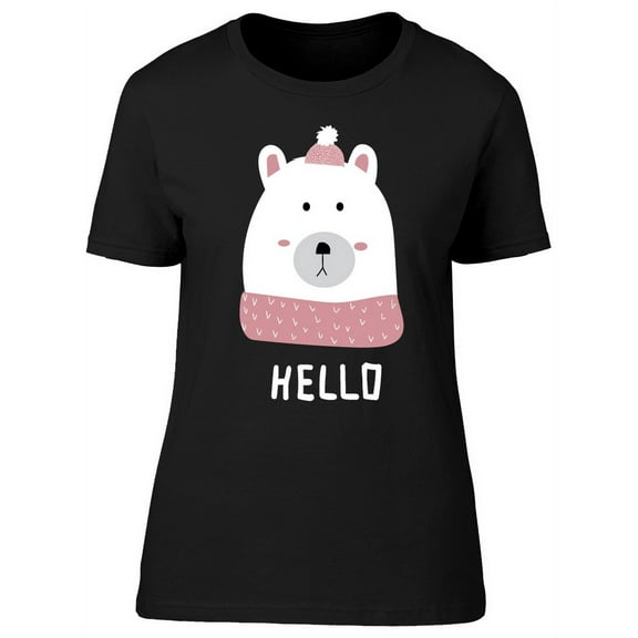 Cute Winter Polar Bear, Hello Tee Women's -Image by Shutterstock