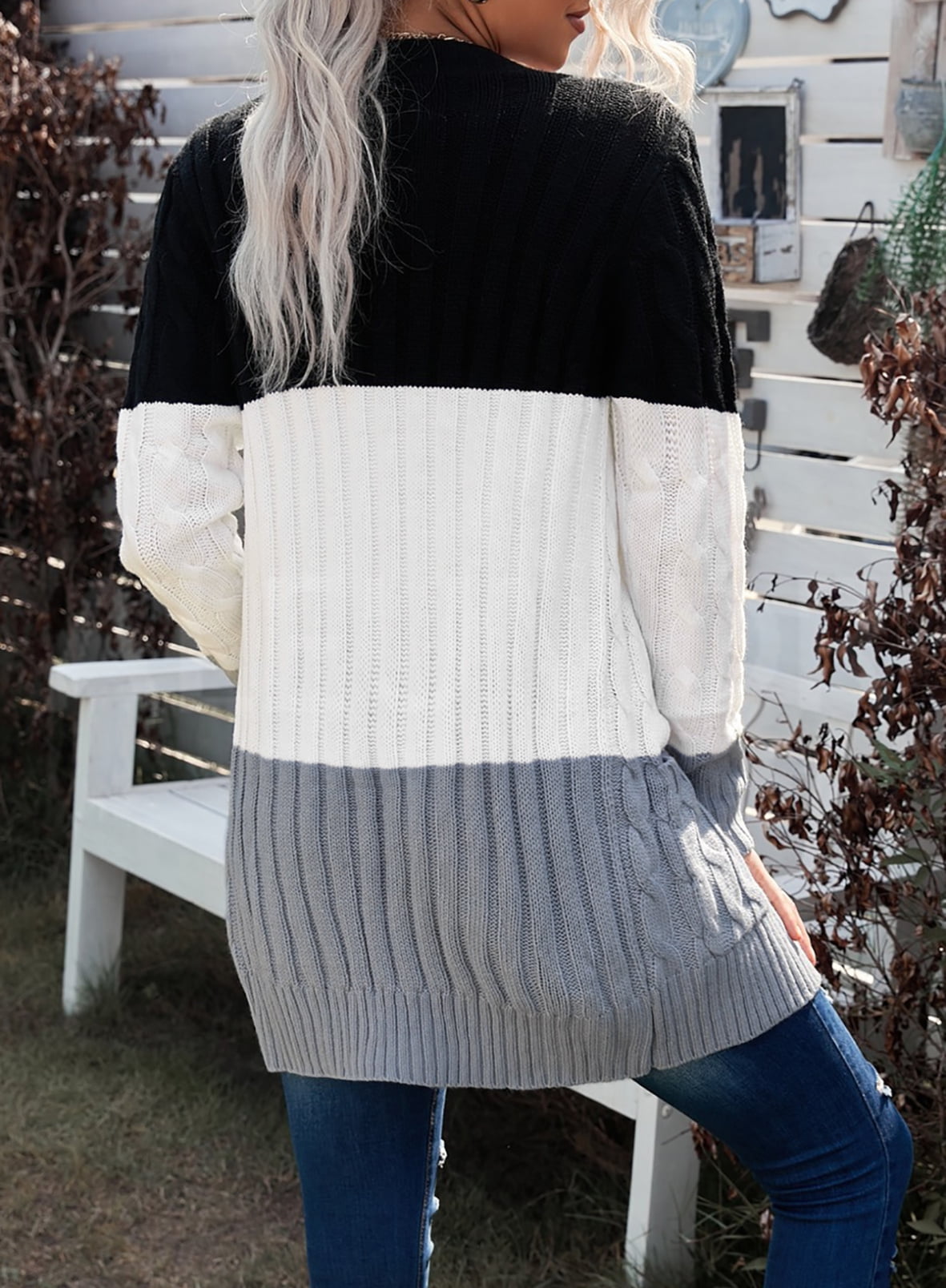 Aleumdr Women's White Sweater Cardigan 