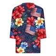 thumbnail image 4 of Xdegoge 4th Of July Tops for Women Patriotic Shirts USA American Flag Tropical Floral Print V Neck Three Quarter Sleeve Casual Loose Fit Summer Holiday Graphic Tees, 4 of 7
