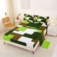thumbnail image 2 of Castle Fairy Geometric Offset Square Block King Sheets 4pcs,Mid Century Mosaic Bedding,Olive Lime Brown,1 Flat Sheet, 1 Fitted Sheet and 2 Pillowcases, 2 of 7