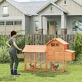 thumbnail image 2 of PawHut 82-inch Deluxe Backyard Wood Chicken Coop Poultry Habitats Rabbit Hutch House with Run and Nesting Box, 2 of 10
