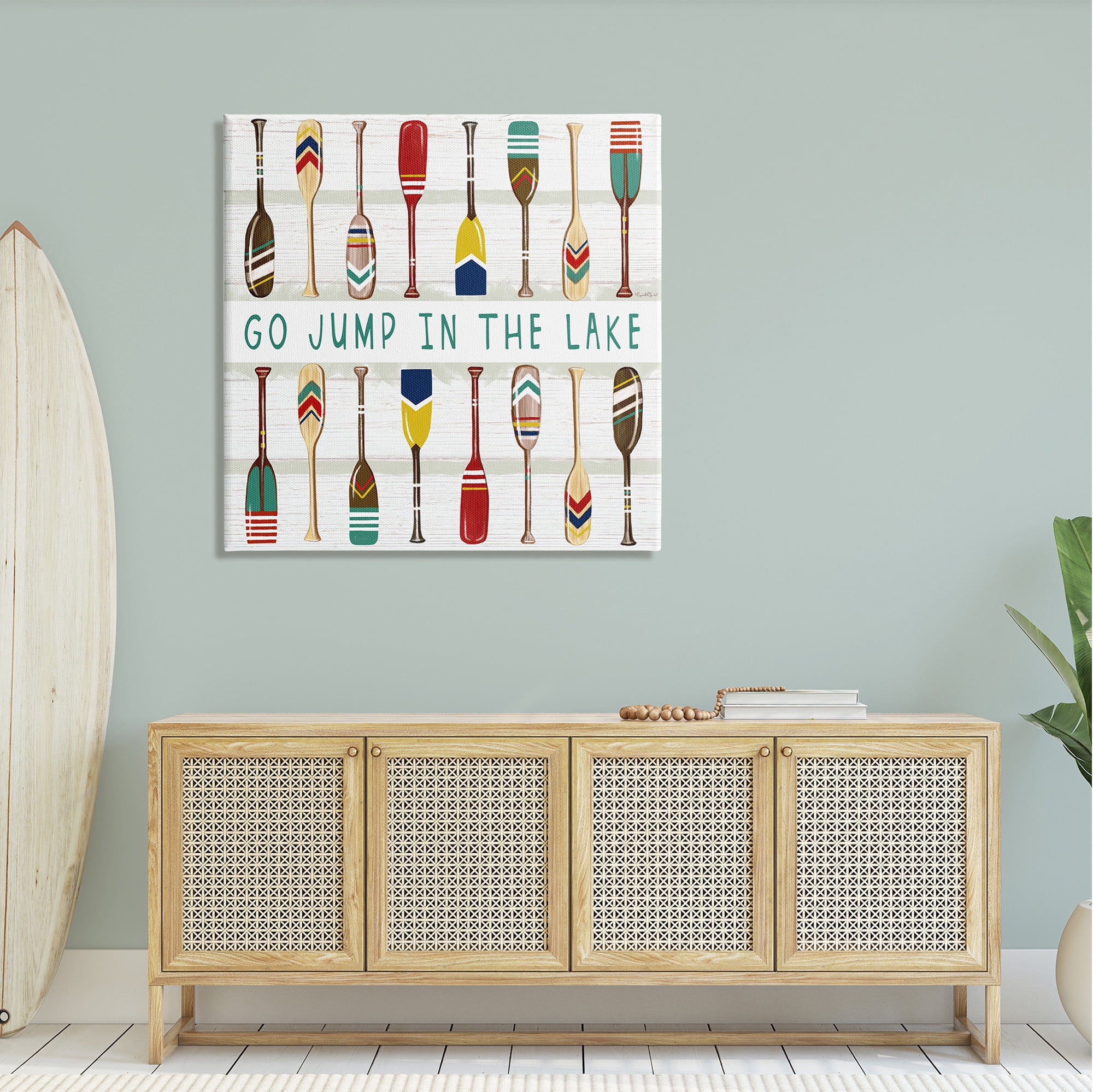 Stupell Industries Jump In Lake Various Patterned Oars Graphic Art Gallery Wrapped Canvas Print Wall Art, Design by Elizabeth Tyndall