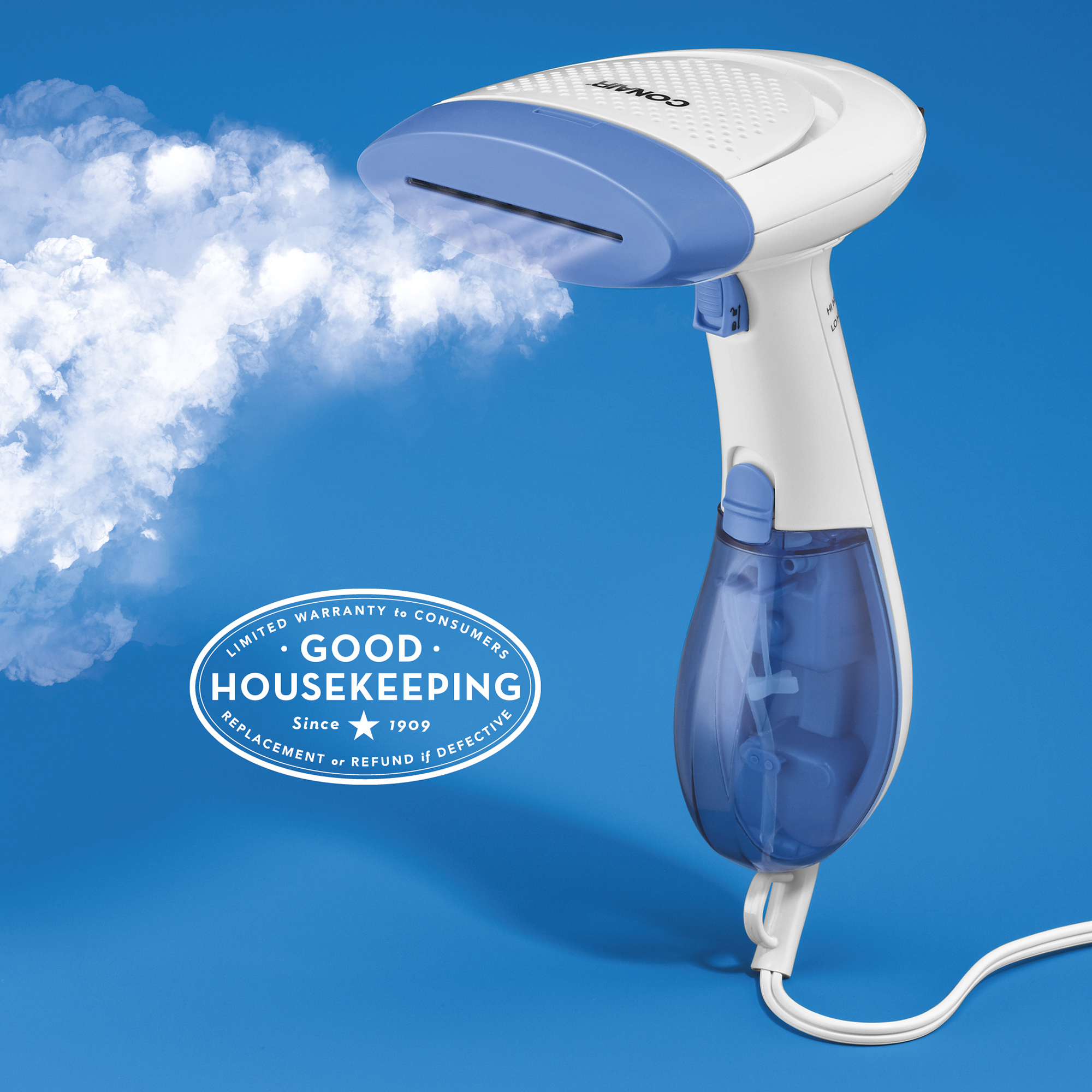Conair Handheld Garment Steamer for Clothes, ExtremeSteam 1200W, Portable Handheld Design, White/Blue, GS237X - image 4 of 13