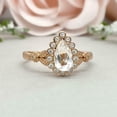 thumbnail image 3 of HeartsAndYou 2.2ct Engagement Ring for Women Pear Cut Moissanite Leaf Inspired Halo 18k Yellow Gold over Silver, 3 of 9