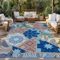 thumbnail image 2 of Boho Geometric Outdoor Rug for Patio/Deck/Porch, Non-Slip Large Area Rug 5 x 8 Ft, Southwest Abstract Traditional Art Indoor Outdoor Rugs Washable Area Rugs, Reversible Camping Rug Carpet Runner, 2 of 8