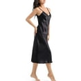 thumbnail image 5 of Deago Women's Satin Nightgown Sleeveless Long Slip Sleep Dress Silk V Neck Nightgowns Sleepwear (Black, 2XL), 5 of 6