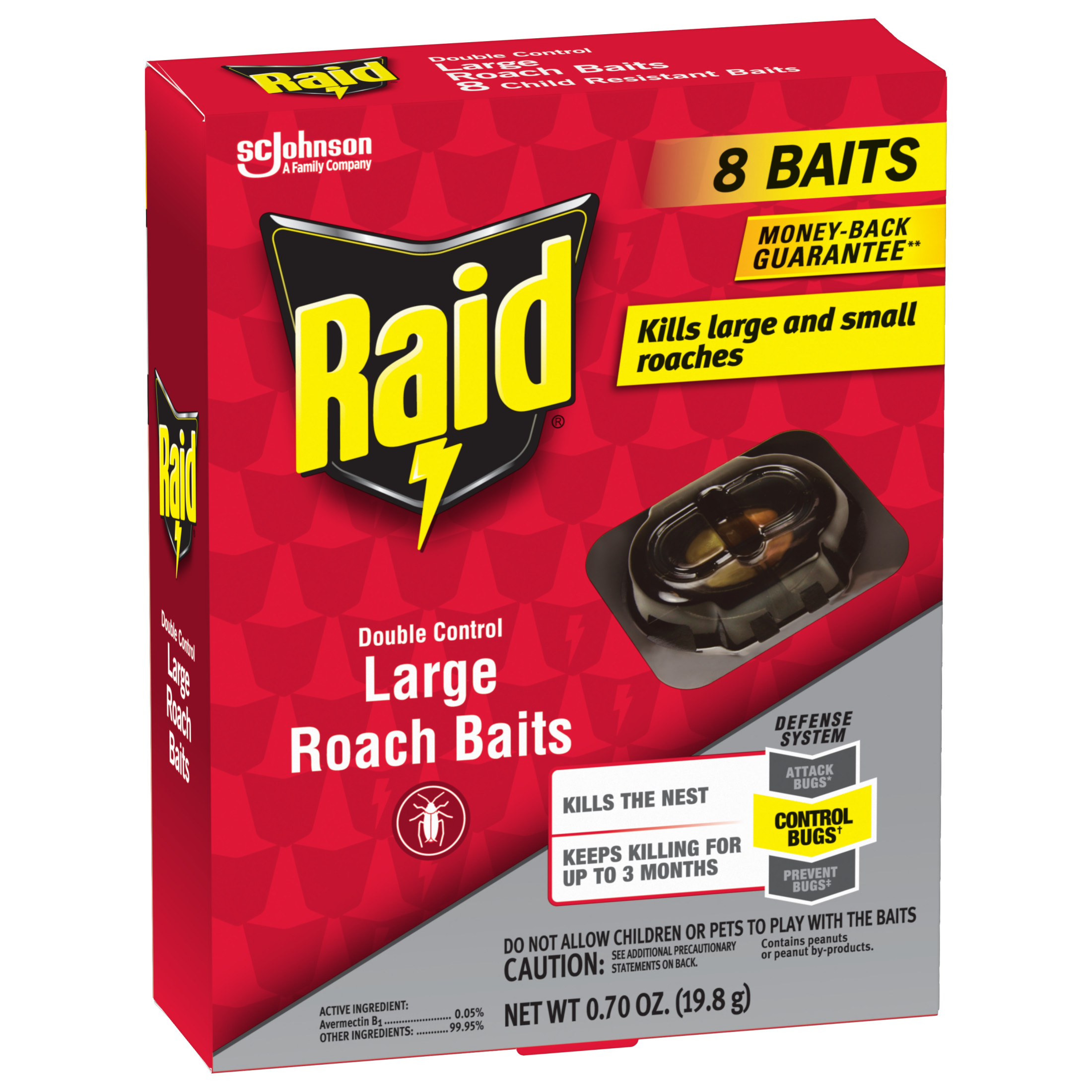 Raid Double Control Roach Bait, Kills Cockroaches and Bugs, 8 Large Bait Stations