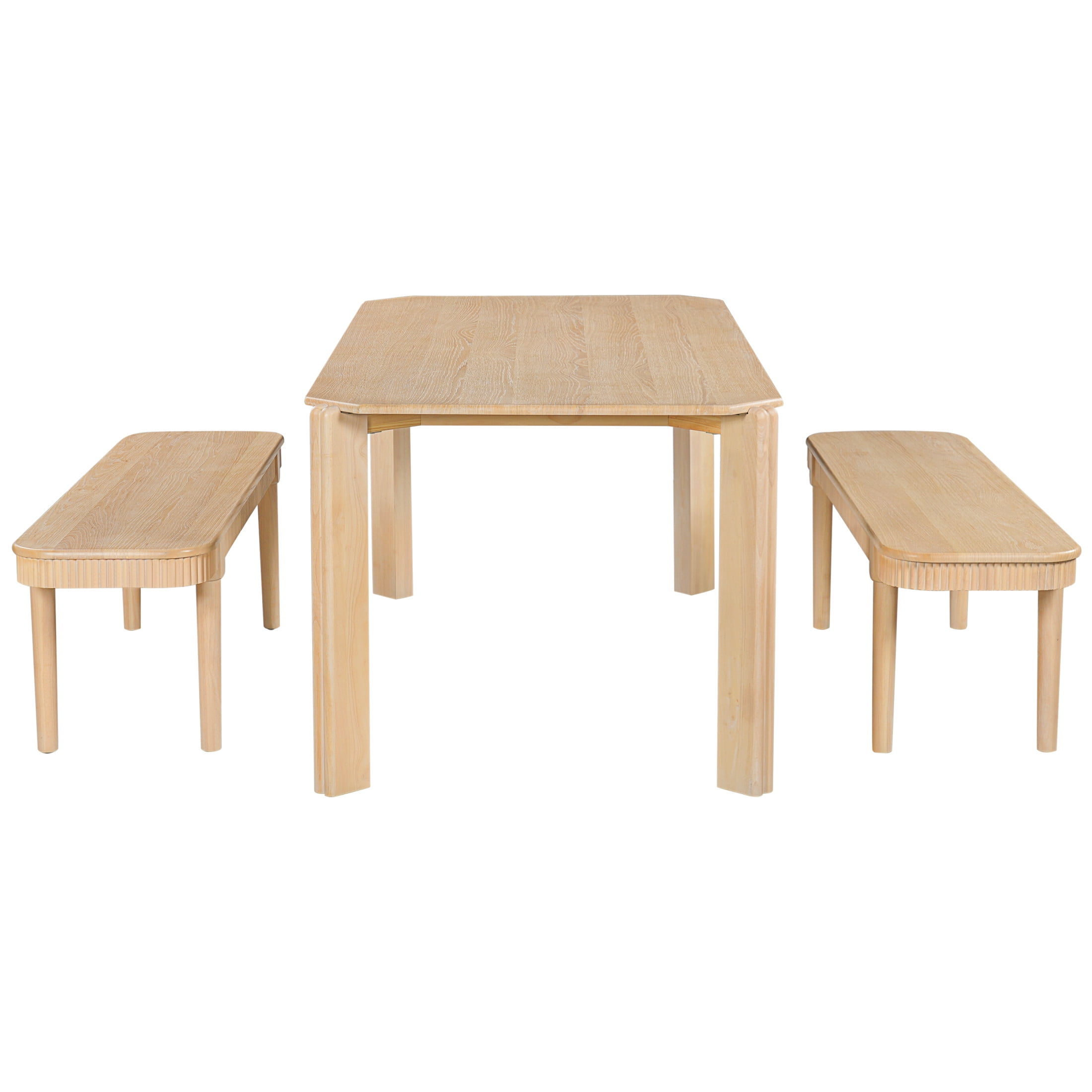 Christopher Knight Home 3-Piece Mid Century Modern Dining Table with Bench Set for 4, Natural