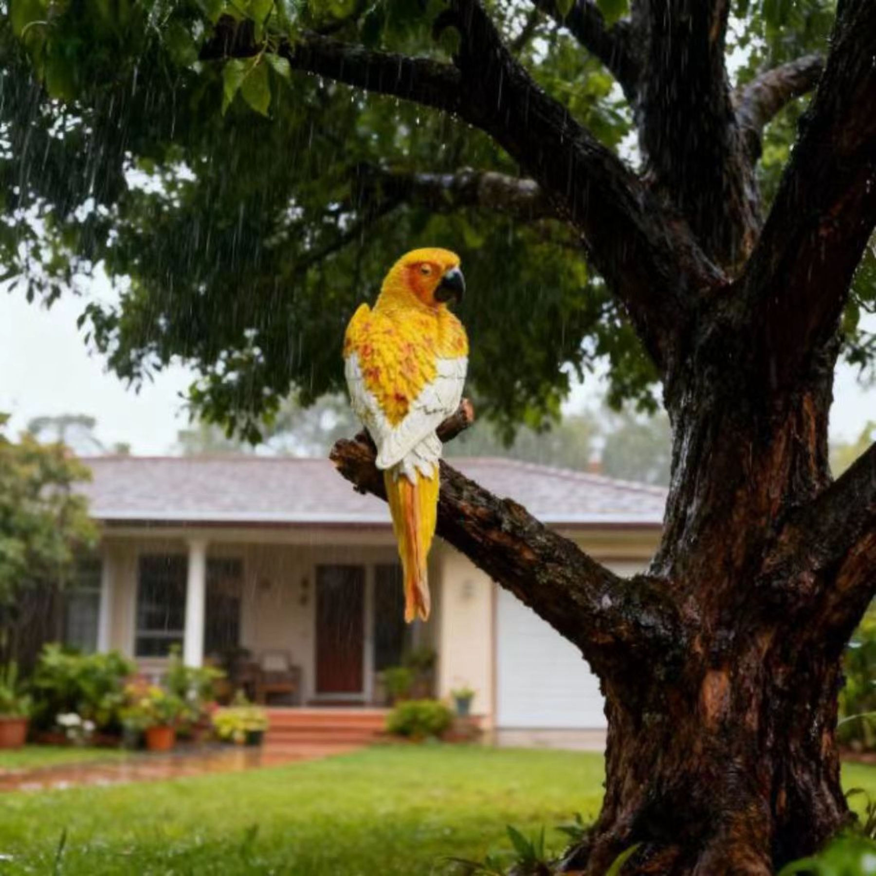 Large Parrot Wall Bird Statue Decor，Outdoor Indoor Figurine Tiki Bar Decorations Tree Sculpture ，Resin Animal Statue For Garden, Terrace, Lawn, Yard