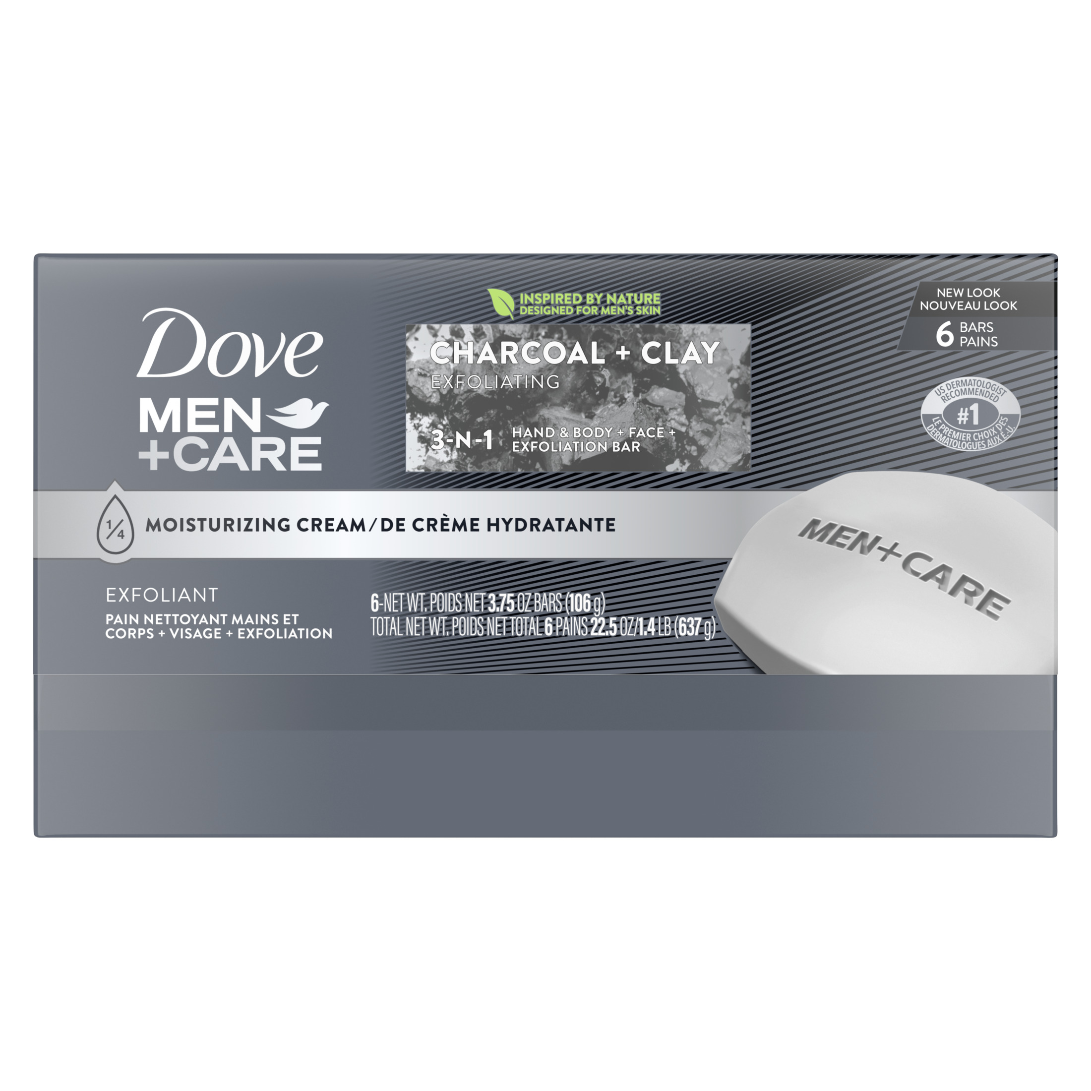 Dove Men+Care Elements Body and Face Bar Charcoal + Clay 3.75 oz, 6 Bar - image 5 of 7