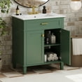 thumbnail image 6 of Harper & Bright Designs 30" Bathroom Vanity Combo with Ceramic Sink, Bathroom Vanity Cabinet with Soft Close Doors and Adjustable Shelves, Green, 6 of 14
