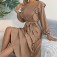 thumbnail image 4 of Roncen Pleated Maxi Dress, Square Neck A Line, Fall Holiday, Long Sleeve Modest Business Casual Flowy Dresses for Women, 4 of 8