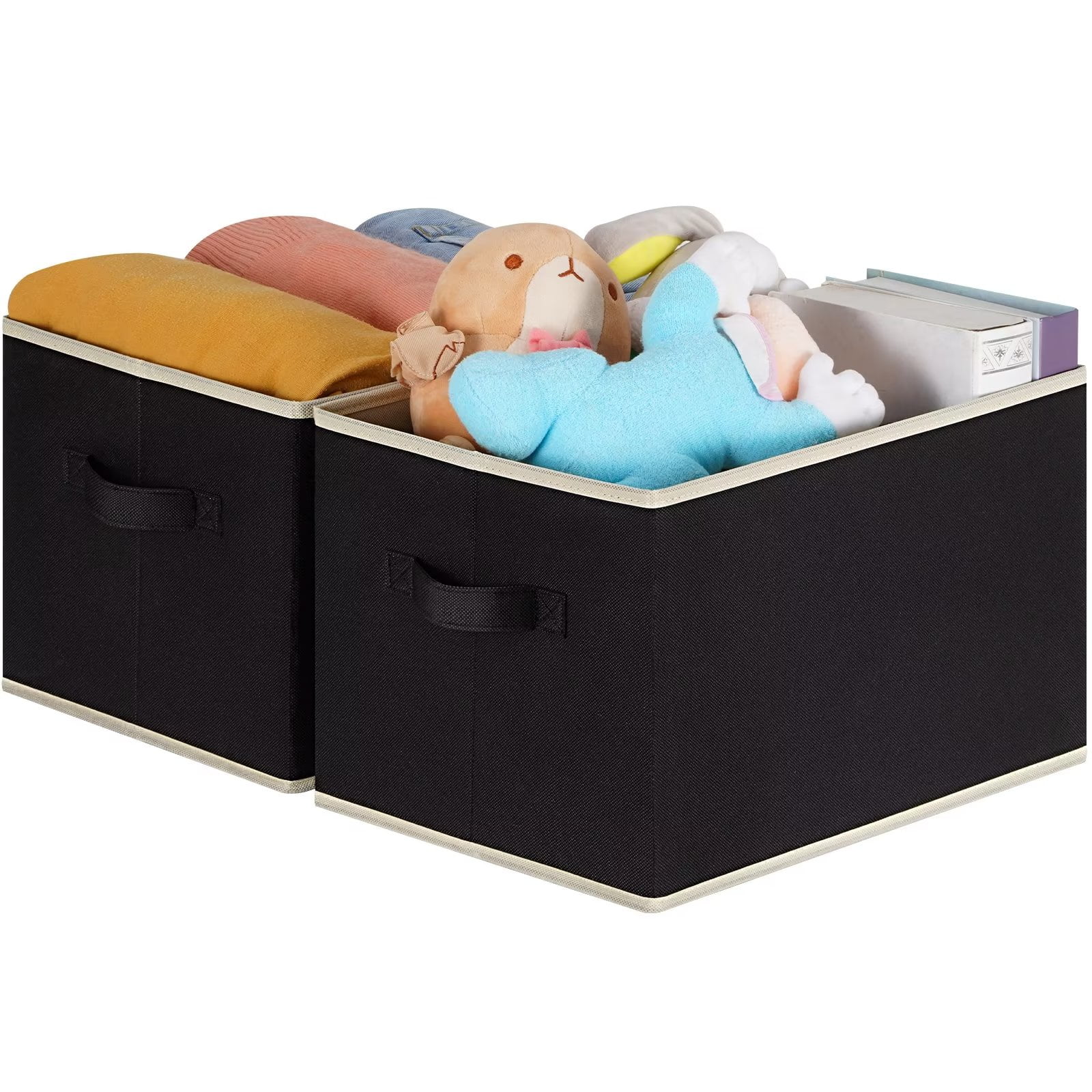 LHZK Large Fabric Storage Bins, Foldable Fabric Storage Baskets for