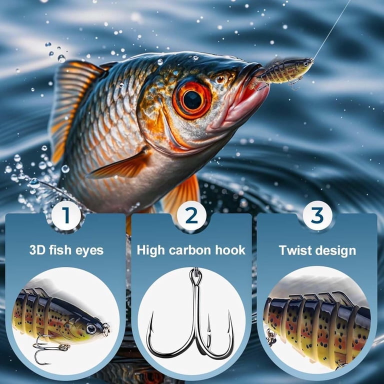 bionic multi jointed fish lures Bass Fishing Lure Swimbait FishingHUB Fish shaped design 1pc Multi-Jointed Fishing Lure, 18g