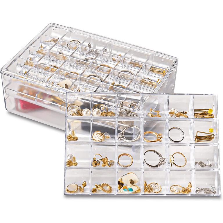 Yapicoco Earring Organizer, Acrylic Jewelry Organizer Box for Earrings  Storage, Acrylic Jewelry Box Holder with 38 Small Compartment Trays,  3-Layer Travel Clear Jewelry Box Gift for Women 
