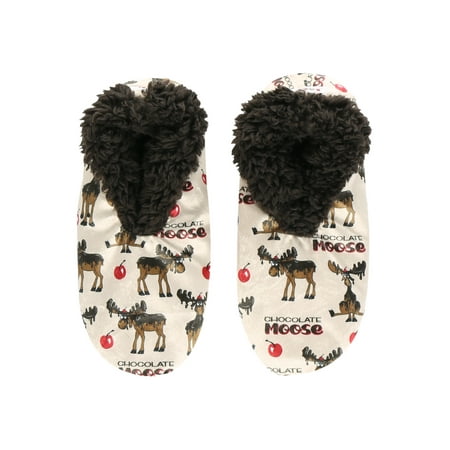 

LazyOne Fuzzy Feet Slippers for Women Cute Fleece-Lined House Slippers Light Chocolate Moose Non-Skid
