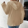 thumbnail image 3 of VSSSJ Women's Long Sleeve Casual Loose Hooded Sweatshirts Drawstring Comfy Solid Color Lightweight Pullover Hoodies with Pockets Khaki S, 3 of 5