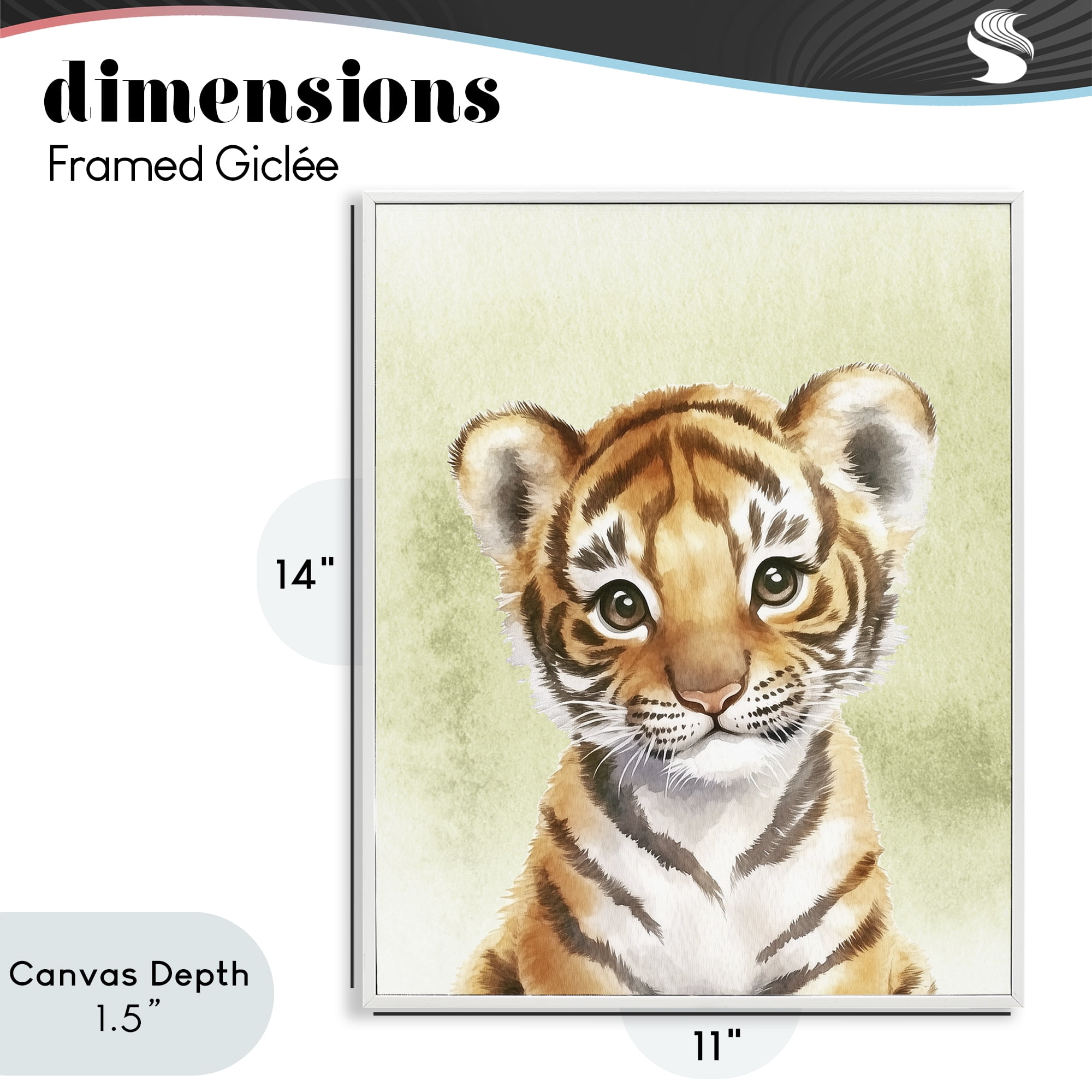 Stupell Industries Jungle Friends Baby Tiger White Framed Giclee Art, design by Christine Simpson Art