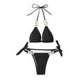 thumbnail image 4 of XIYON Bikini Sets For Women High Waisted Bikini Sets Two Piece Swimsuit Front Tie Knot Bathing Suit Beach Vacation Clothes, 4 of 9