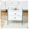thumbnail image 3 of Bedside Table with Drawers, Modern Nightstand with Tempered Glass, MDF Storage Cabinet for Bedroom, Living Room, Coffee Table - Easy Assembly, 3 of 9