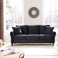 thumbnail image 3 of Pouseayar 78” Velvet Sofa Couch, 3 Seater Sofa with with 2 Pillow for Living Room Bedroom Office,Black, 3 of 8