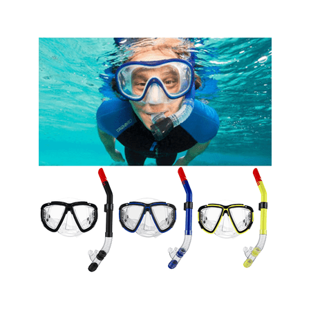 Anyprize Swimming Mask Goggle with Enviromental PVC Mouthpiece for Children, Dry Snorkel Scuba Diving Mask for Kids, Waterproof Swim Goggles With Anti Fog Lens And Soft Silicone Strap, (A056BK,