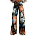 thumbnail image 2 of Women's Casual Pants Wide Leg Pants Women'S High Waisted Flower Patterned Pants Lightweight And Loose Casual Colorful Pants Heavyweight Pants,Black Women's Casual Pants L, 2 of 7
