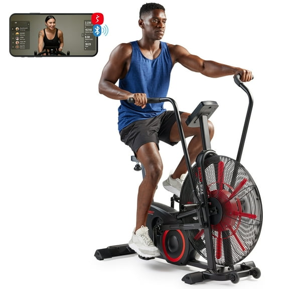Sunny Health & Fitness Leg   Arm Cardio Air Bike, 330LB Capacity, Indoor Fan Cycling Trainer, w Smart Bluetooth & FREE SunnyFit® App -SF-B223018