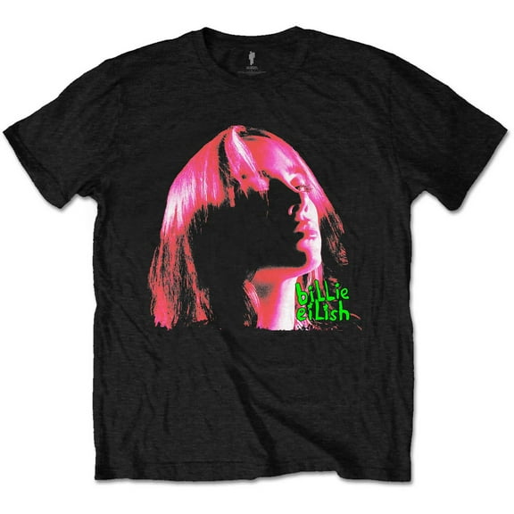 Men's Billie Eilish Neon Shadow Pink Slim Fit T-shirt Small Black