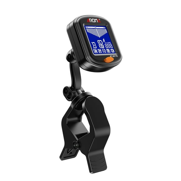 AROMA Clip-on Tuner Mini Portable Digital Tuning Device Multi-function LCD Display Rotating Clip for Chromatic