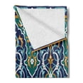 thumbnail image 2 of Moroccan Soft Flannel Fleece Throw Blanket, Oriental Petals Hippie Vintage Mosaic Design, Cozy Plush for Indoor and Outdoor Use, 60" x 80", Blue Mustard, by Ambesonne, 2 of 5