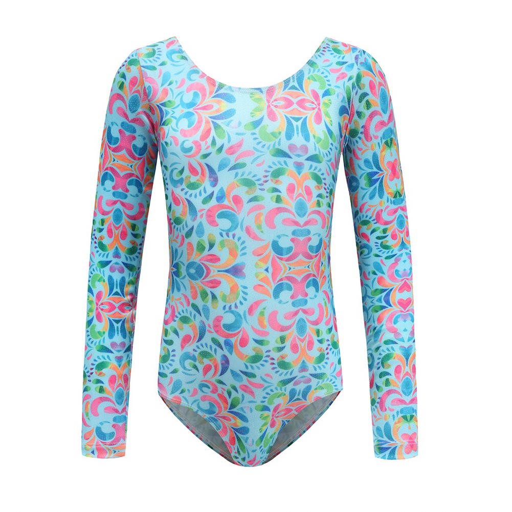 Kids Girls Jumpsuit Dance Costume Sheer Mesh Bodysuit For