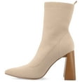 thumbnail image 3 of Journee Womens Noralinn Tapered Stacked Block Heel Knit Booties, Widths Available, 3 of 10