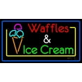 thumbnail image 1 of Waffles And Icecream Logo LED Neon Sign 20 x 37 - inches, Black Square Cut Acrylic Backing, with Dimmer - Bright and Premium built indoor LED Neon Sign for restaurant window and interior decor., 1 of 7